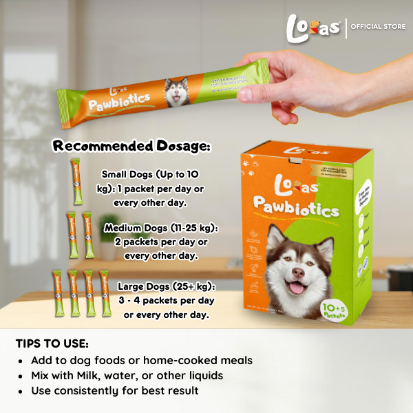LORAS PAWBIOTICS - 5 Billion CFU – Dog Probiotics for Gut Health & Digestion– All Breeds | 1Box
