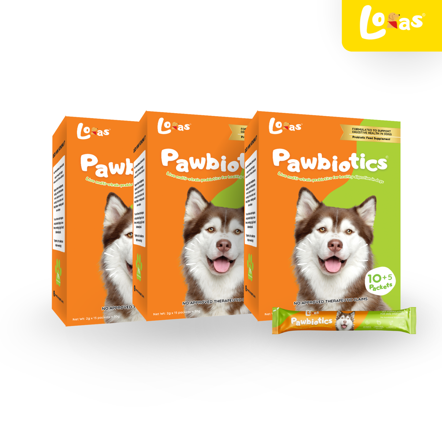 LORAS Pawbiotics Dog Probiotic Supplement | Spore-Forming, Heat & Acid Resistant Strains | 3 Boxes (Best Value)