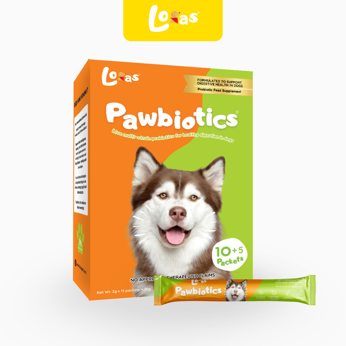 LORAS Pawbiotics Dog Probiotic Supplement | Spore-Forming, Heat & Acid Resistant Strains | 1 Box (Starter Trial)